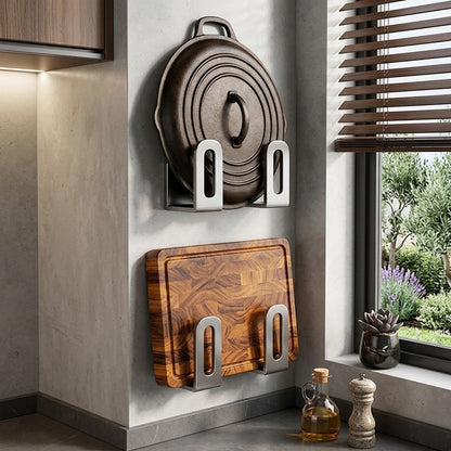 Premium Wall-Mounted Pot Lid and Cutting Board Rack